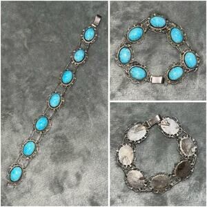 Vintage 925 Sterling Silver Turquoise Bracelet